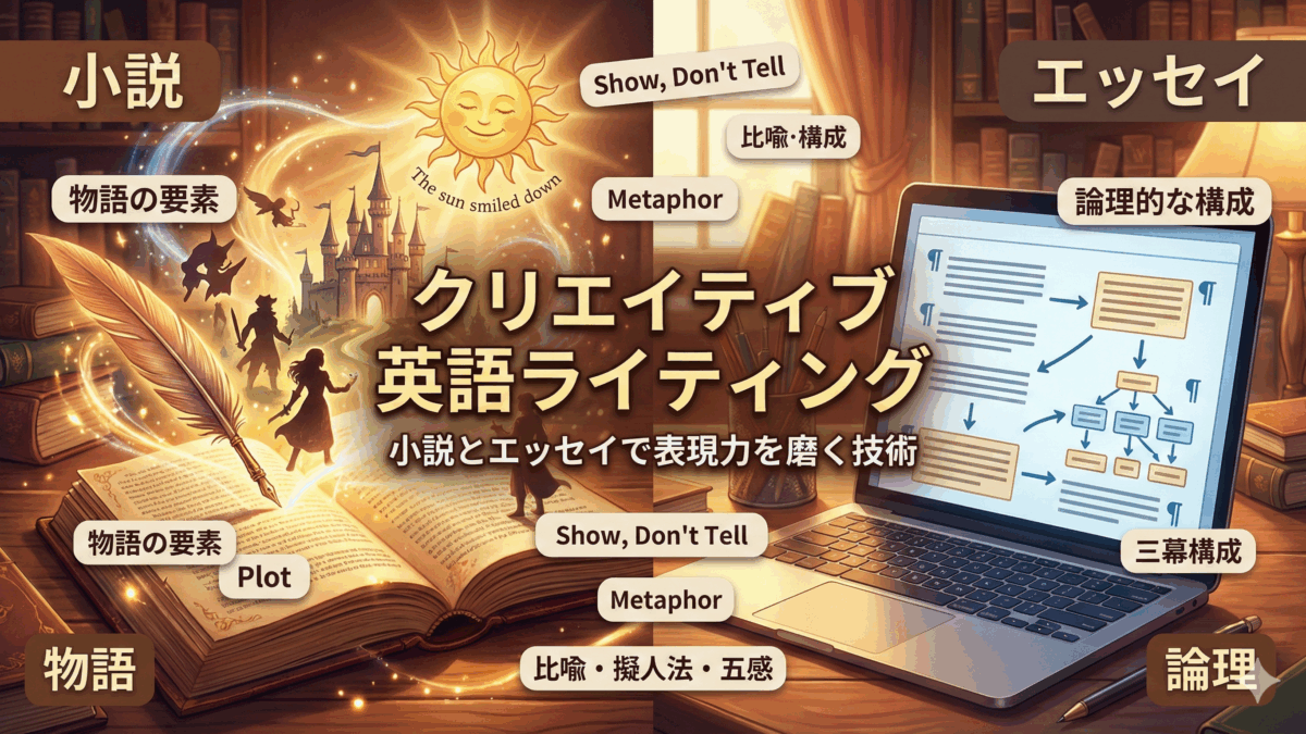 【英語ライティング】あなたの英語表現が変わる！プロが教えるクリエイティブライティングの意外なコツ4選【英語学習ガイド】