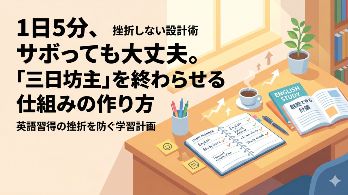 【英語習得】「意志力」に頼るのをやめる：英語学習を「仕組み」で継続させる4つの意外な秘策【英語学習ガイド】